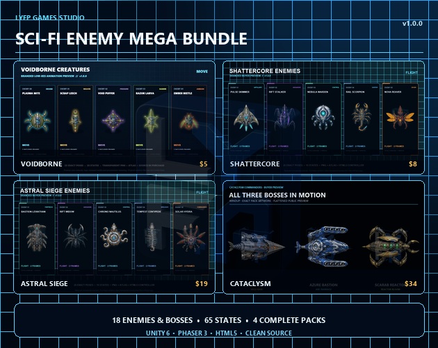 Complete LYFP Sci-Fi Enemy Mega Bundle roster