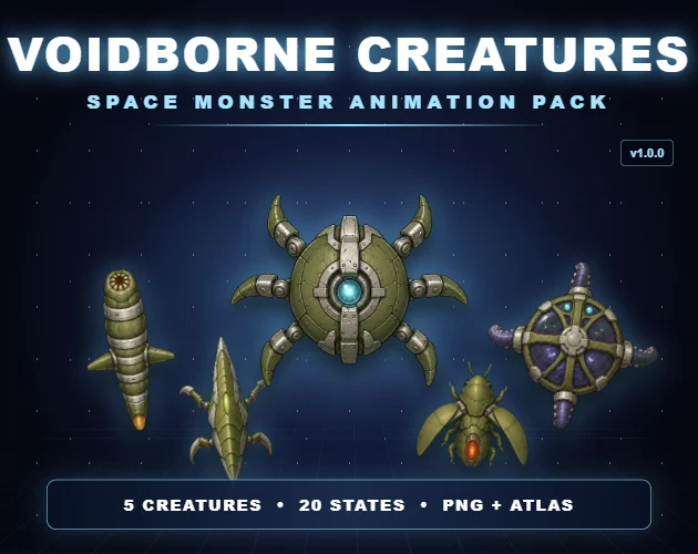 Five biomechanical creatures from Voidborne Creatures
