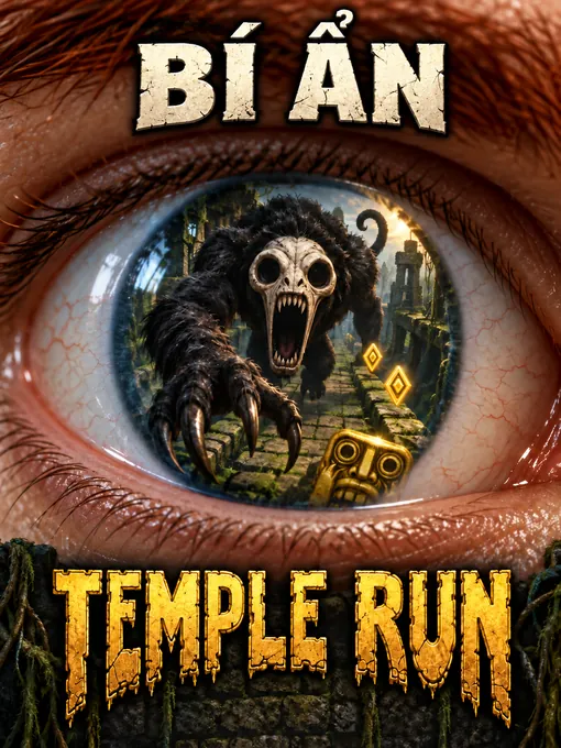 Temple Run AI illustration: the chase reflected in an eye.