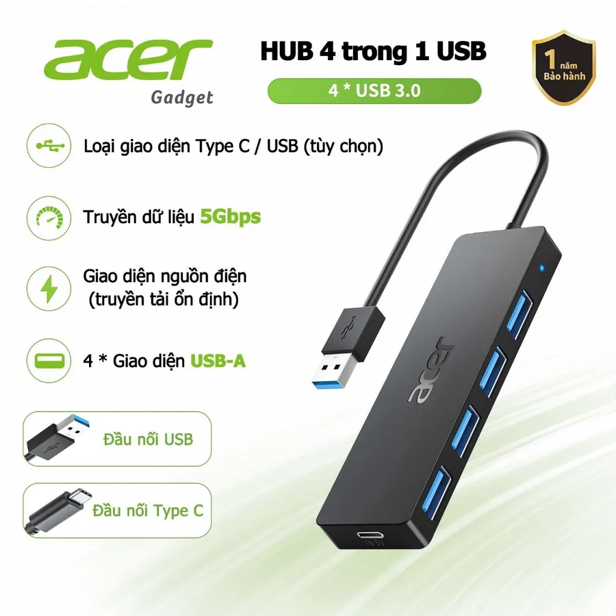 Hub USB Type-C 4 trong 1 Acer UH501