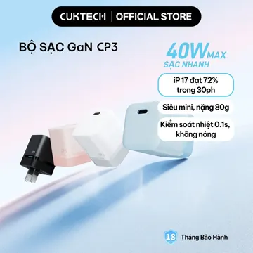 Củ sạc CUKTECH GaN 40W chân gập
