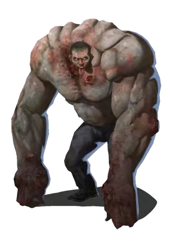 Tank with an enormous upper body and arms
